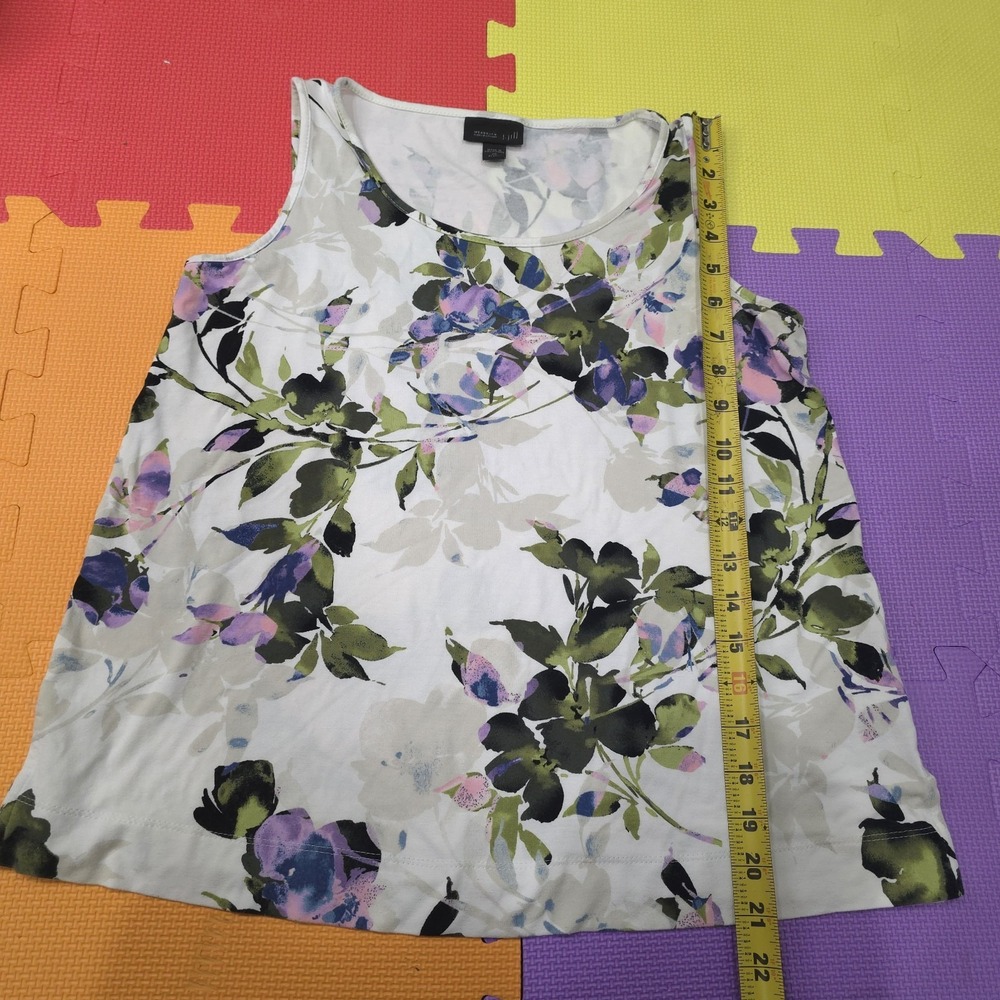 J. Jill Wearever Collection Tank Top XS Petite Floral Rayon Lycra Stretch Scoop